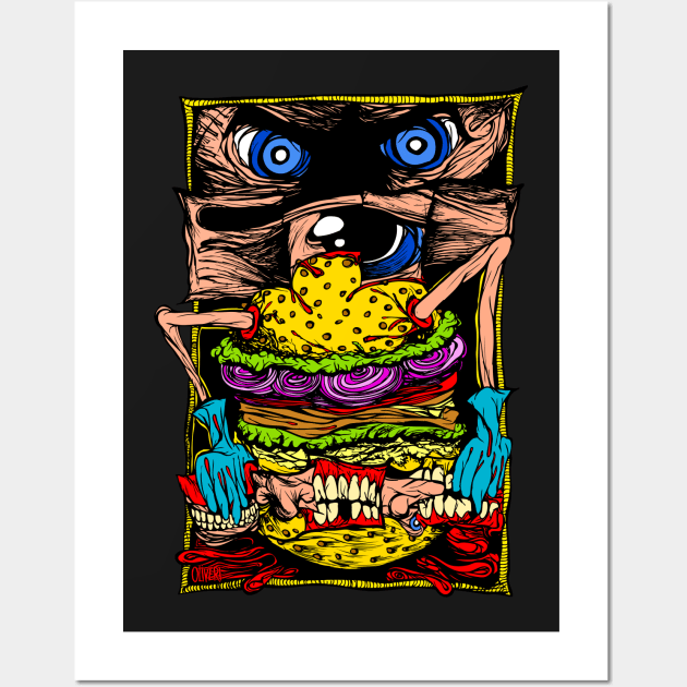 Cheeseburger on crack Wall Art by peteoliveriart